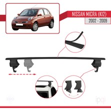 İpqi Nissan Micra 3 (K12) 2002-2009 Arası ile Uyumlu Ace-4 Ara Atkı Tavan Barı Siyah 2 Adet