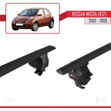 İpqi Nissan Micra 3 (K12) 2002-2009 Arası ile Uyumlu Ace-4 Ara Atkı Tavan Barı Siyah 2 Adet