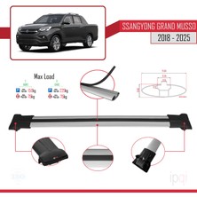 İpqi Ssangyong Grand Musso 2018 ve Sonrası ile Uyumlu Fly Model Ara Atkı Tavan Barı Gri 2 Adet