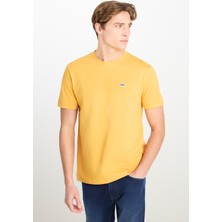 Regular Fit Normal Kesim Bisiklet Yaka Sarı Tişört