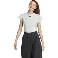 Adidas JC5067 W Ce G Cro Tee Gri Yuvarlak Yaka Crop Düz Kadın T-Shirt