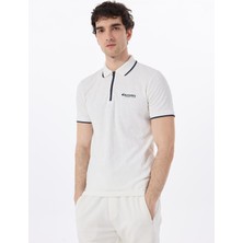 Discovery Expedition D5SM-TST3845 Beyaz Relaxed Düz Erkek Polo T-Shirt