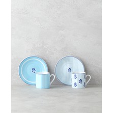 English Home Rapture Porselen 4 Parça 2 Kişilik Kahve Fincan Takımı 80 ml Mavi
