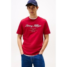 Erkek Script Logo T-Shirt - Kırmızı