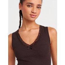 Dilvin 31778 Dantel Detaylı Top-Koyu Kahve