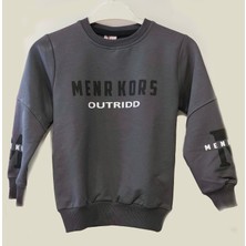 Antrasit Gri Yazılı Erkek Çocuk Sweatshirt