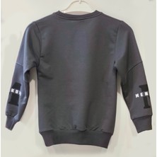 Antrasit Gri Yazılı Erkek Çocuk Sweatshirt