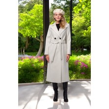 Kışlık Düğme Detaylı Kaşmir Kaşe Kaban