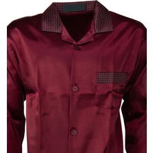 Ottoland Erkek Şık Klasik Model Pijama Takımı Premium Saten Kumaş Kuvartz Model Cepli Tam Kalıp