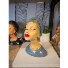 Atak Hediyelik Dekoratif Afrikalı Kadın Büst Renkli Biblo Polyester