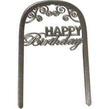 Pastaland Happy Birthday Yazılı Çerçeveli Aynalı Pleksi Gümüş