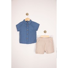 Yazlık Kısa Kollu Cepli Düğmeli Pamuklu Günlük ve Özel Günlük Erkek Bebek Takım