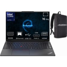 Lenovo Thinkpad E16 Gen 2  Ultra 7 155H 21MA002UTX-047 96GB 1tb+1tb SSD  Freedos Taşınabilir Bilgisayar