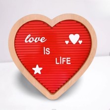 Fikirstore Ahşap Kalp Çerçeveli Mesaj Panosu Yazı Tahtası Letterboard