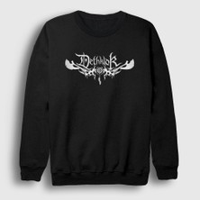 Presmono Unisex Siyah Logo Deathklok Metal Sweatshirt