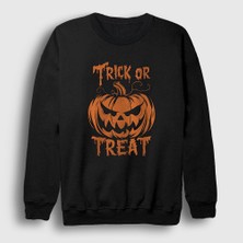 Presmono Unisex Siyah Trick Or Treat Halloween Cadılar Bayramı Sweatshirt