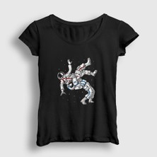 Presmono Kadın Siyah Astronot Ufc Mma Hediye Güreşçi Güreş T-Shirt