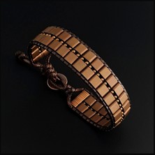 Seven Art Jewelry Orijinal Doğal Taş Hematit Taşı Bakır Renk Zırh Bileklik