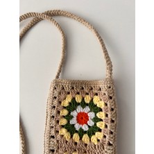 Marifetli Tığım Cotton Örgü Telefon Çantası / Elifi Telefon Çantası