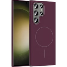 Pilanix Samsung Galaxy S23 Ultra Kılıf Simli Parlak Magsafeli Ruby Sert Kapak