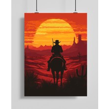 Red Dead Redemption Tarzı Kovboy Sanat Posteri - Çerçevesiz Fotoğraf Kağıdı