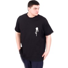 Mode Xl Büyük Beden Erkek T-Shirt Bisiklet Yaka Gorgeous U25022 Siyah