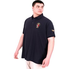 Mode Xl Büyük Beden Erkek T-Shirt Pike Polo Yaka U25306 Lacivert