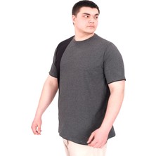 Mode Xl Büyük Beden Erkek T-Shirt Parçalı MD08 U22134 Antrasit
