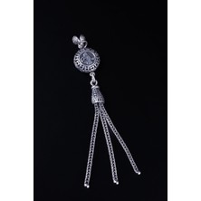 Encili Silver 925 Ayar Gümüş Üç Sallantılı Tuğra Detaylı Vizyon Işçilikli Tesbih Püskülü