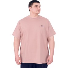 Mode Xl Büyük Beden Erkek T-Shirt Bisiklet Yaka Forever U25023 Gül Rengi
