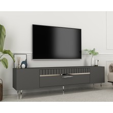 Zerka Concept Bakü Tv Sehpası Tv Ünitesi Antrasit Gümüş