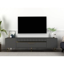 Zerka Concept Bakü  Tv Sehpası Tv Ünitesi Antrasit Altın