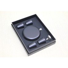 4 Shot Bardaklı Matara Seti Yuvarlak Siyah