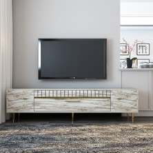 Zerka Concept Bakü Tv Sehpası Tv Ünitesi Efesmermer Altın