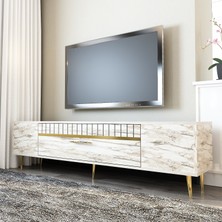 Zerka Concept Bakü Tv Sehpası Tv Ünitesi Efesmermer Altın