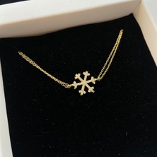 Işıltı Silver Gold Kaplama Kar Tanesi Gümüş Bileklik