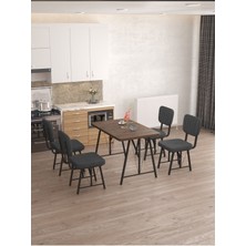 Mygusi Hayat 70 x 110 cm  Sabit Amalfi Mutfak Masası, Mutfak Masası Takımı, Yemek Masası, 4 Antrasit Sandalye