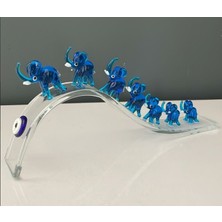 Büyük Kristal Yedili Fil Koyu Mavi Biblo Dekoratif Aksesuar Dekorasyon