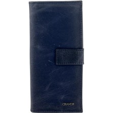 Louisiana Polo Grande Hakiki Deri Kadın Cüzdan Crazy Mavi 2662