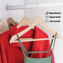 Huub Hanger Collection 3 Adet Ahşap Görünümlü Askı, Plastik Askı, Elbise Askısı, Kıyafet Askısı, Kancalı Askı