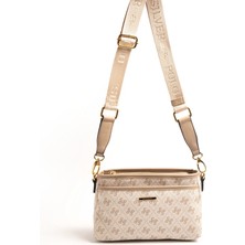 Silver & Polo Silver Polo Bej - Kum Monogram Kadın Çapraz Çanta SP1184