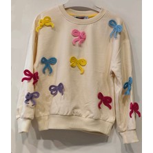 Jeliboom Kids Wear Kurdela Desenli Ekru Üst ve Fuşya Pantolonlu Kız Çocuk Takım