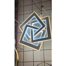Deniz Işık Evi Geometrik Desen Üç Renk Plafonyer Avize