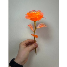 Love Candle Dekor 1 Adet Solmayan Gül, Turuncu Gül, Yapay Gül, Sonsuzluk Gülü, Sevgililer Günü Hediyesi
