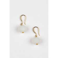 Lila Rosa Etnik Otantik Beyaz Küpe