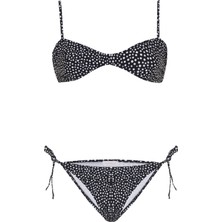 Aquella Puantiyeli Siyah Straplez Bikini Takım