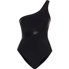 Tek Omuz Parçalı Siyah Mayo