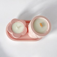 Minic Store Çiçekli Mum Seti - Ahşap Fitilli Doğal Soya Mumu -El Yapımı Mum