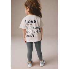 Tiny Style Kids Disney Bambi Desenli Pamuklu Sırt Yazı Detaylı Kız Çocuk T-Shirt ve Tayt Takım 5-6 Yaş