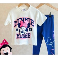 Tiny Style Kids Kız Çocuk Minnie Mouse Detaylı Tshirt ve Tayt Alt Üst Takım 4-5 Yaş